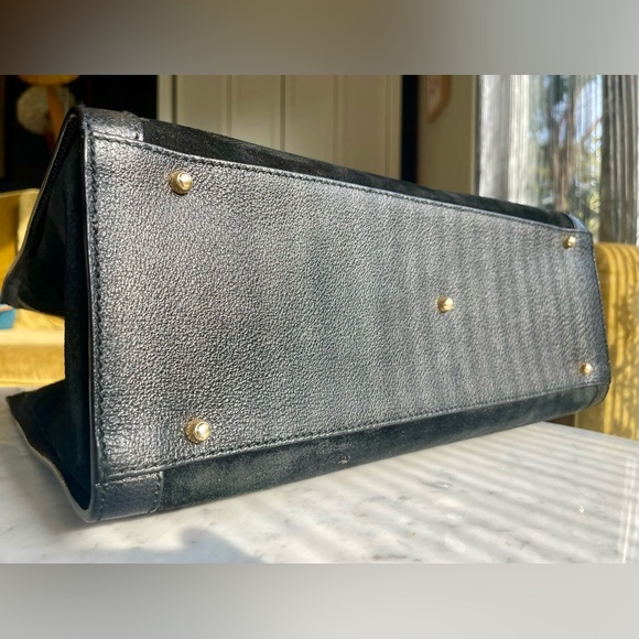 GUCCI Diana tote, black suede w/ bamboo, *all new interior lining* w/cards, EUC - Picture 9 of 17